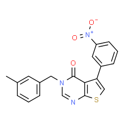 ChemSpider 2D Image | 3-(3-Methylbenzyl)-5-(3-nitrophenyl)thieno[2,3-d]pyrimidin-4(3H)-one | C20H15N3O3S