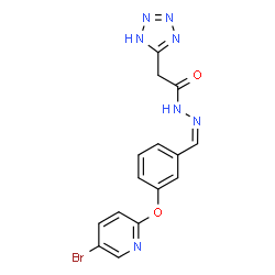 ChemSpider 2D Image | N'-[(Z)-{3-[(5-Bromo-2-pyridinyl)oxy]phenyl}methylene]-2-(1H-tetrazol-5-yl)acetohydrazide | C15H12BrN7O2