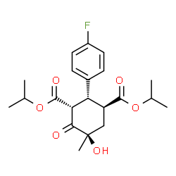 ChemSpider 2D Image | Diisopropyl (1S,2R,3R,5R)-2-(4-fluorophenyl)-5-hydroxy-5-methyl-4-oxo-1,3-cyclohexanedicarboxylate | C21H27FO6