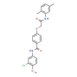 ChemSpider 2D Image | N-(3-Chloro-4-methoxyphenyl)-4-{2-[(2,5-dimethylphenyl)amino]-2-oxoethoxy}benzamide | C24H23ClN2O4