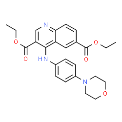 ChemSpider 2D Image | Diethyl 4-{[4-(4-morpholinyl)phenyl]amino}-3,6-quinolinedicarboxylate | C25H27N3O5
