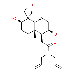 ChemSpider 2D Image | N,N-Diallyl-2-[(1S,2R,4aR,5R,6R,8aR)-2,6-dihydroxy-5-(hydroxymethyl)-5,8a-dimethyldecahydro-1-naphthalenyl]acetamide | C21H35NO4