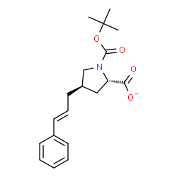 ChemSpider 2D Image | (2S,4R)-1-{[(2-Methyl-2-propanyl)oxy]carbonyl}-4-[(2E)-3-phenyl-2-propen-1-yl]-2-pyrrolidinecarboxylate | C19H24NO4