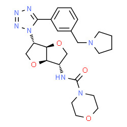 ChemSpider 2D Image | 1,4:3,6-Dianhydro-2,5-dideoxy-2-[(4-morpholinylcarbonyl)amino]-5-{5-[3-(1-pyrrolidinylmethyl)phenyl]-1H-tetrazol-1-yl}-L-iditol | C23H31N7O4