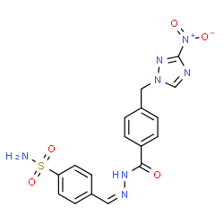 ChemSpider 2D Image | 4-[(Z)-({4-[(3-Nitro-1H-1,2,4-triazol-1-yl)methyl]benzoyl}hydrazono)methyl]benzenesulfonamide | C17H15N7O5S