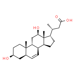 ChemSpider 2D Image | (3R)-3-[(3S,5R,8S,9R,10S,12R,13R,14S,17S)-3,12-Dihydroxy-10,13-dimethyl-2,3,4,5,8,9,10,11,12,13,14,15,16,17-tetradecahydro-1H-cyclopenta[a]phenanthren-17-yl]butanoic acid | C23H36O4