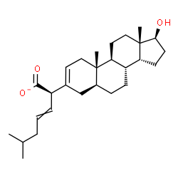 ChemSpider 2D Image | (2R)-2-[(5alpha,14beta,17beta)-17-Hydroxyandrost-2-en-3-yl]-6-methyl-3-heptenoate | C27H41O3