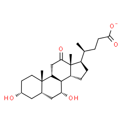 ChemSpider 2D Image | (3alpha,5beta,7alpha,8alpha,9beta,14beta,20S)-3,7-Dihydroxy-12-oxocholan-24-oate | C24H37O5