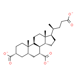 ChemSpider 2D Image | (3alpha,5beta,7alpha,8alpha,14beta,20S)-24-Oxido-24-oxocholane-3,7-dicarboxylate | C26H37O6