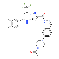 ChemSpider 2D Image | N'-{(Z)-[4-(4-Acetyl-1-piperazinyl)phenyl]methylene}-5-(3,4-dimethylphenyl)-7-(trifluoromethyl)-4,5,6,7-tetrahydropyrazolo[1,5-a]pyrimidine-2-carbohydrazide | C29H32F3N7O2