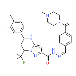 ChemSpider 2D Image | 5-(3,4-Dimethylphenyl)-N'-[(Z)-{4-[(4-methyl-1-piperazinyl)carbonyl]phenyl}methylene]-7-(trifluoromethyl)-4,5,6,7-tetrahydropyrazolo[1,5-a]pyrimidine-2-carbohydrazide | C29H32F3N7O2