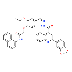 ChemSpider 2D Image | 2-{4-[(Z)-({[2-(1,3-Benzodioxol-5-yl)-4-quinolinyl]carbonyl}hydrazono)methyl]-2-ethoxyphenoxy}-N-(1-naphthyl)acetamide | C38H30N4O6