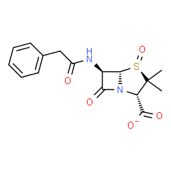 ChemSpider 2D Image | (2S,4S,5S,6R)-3,3-Dimethyl-7-oxo-6-[(phenylacetyl)amino]-4-thia-1-azabicyclo[3.2.0]heptane-2-carboxylate 4-oxide | C16H17N2O5S