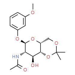 ChemSpider 2D Image | 3-Methoxyphenyl 2-acetamido-2-deoxy-4,6-O-isopropylidene-alpha-D-idopyranoside | C18H25NO7