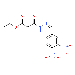 ChemSpider 2D Image | Ethyl 3-[(2Z)-2-(3,4-dinitrobenzylidene)hydrazino]-3-oxopropanoate | C12H12N4O7