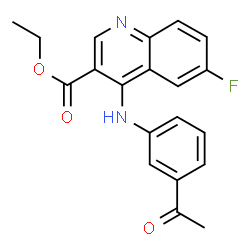 ChemSpider 2D Image | ethyl 4-[(3-acetylphenyl)amino]-6-fluoroquinoline-3-carboxylate | C20H17FN2O3