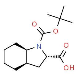 ChemSpider 2D Image | (2S,3aR,7aR)-1-{[(2-Methyl-2-propanyl)oxy]carbonyl}octahydro-1H-indole-2-carboxylic acid | C14H23NO4