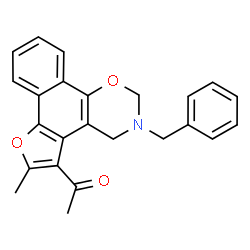 ChemSpider 2D Image | 1-(3-Benzyl-6-methyl-3,4-dihydro-2H-furo[3',2':3,4]naphtho[2,1-e][1,3]oxazin-5-yl)ethanone | C24H21NO3