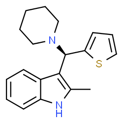ChemSpider 2D Image | 2-Methyl-3-[(R)-1-piperidinyl(2-thienyl)methyl]-1H-indole | C19H22N2S