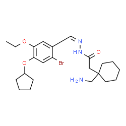 ChemSpider 2D Image | 2-[1-(Aminomethyl)cyclohexyl]-N'-{(Z)-[2-bromo-4-(cyclopentyloxy)-5-ethoxyphenyl]methylene}acetohydrazide | C23H34BrN3O3
