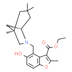 ChemSpider 2D Image | Ethyl 5-hydroxy-2-methyl-4-{[(1R,5S)-1,3,3-trimethyl-6-azabicyclo[3.2.1]oct-6-yl]methyl}-1-benzofuran-3-carboxylate | C23H31NO4