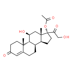 ChemSpider 2D Image | (8alpha,9beta,11beta)-11,21-Dihydroxy-3,20-dioxopregn-4-en-17-yl acetate | C23H32O6