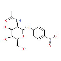 ChemSpider 2D Image | 4-Nitrophenyl 2-acetamido-2-deoxy-alpha-L-mannopyranoside | C14H18N2O8