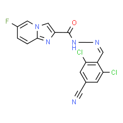 ChemSpider 2D Image | N'-[(Z)-(2,6-Dichloro-4-cyanophenyl)methylene]-6-fluoroimidazo[1,2-a]pyridine-2-carbohydrazide | C16H8Cl2FN5O