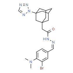 ChemSpider 2D Image | N'-{(Z)-[3-Bromo-4-(dimethylamino)phenyl]methylene}-2-[3-(2H-tetrazol-2-yl)adamantan-1-yl]acetohydrazide | C22H28BrN7O