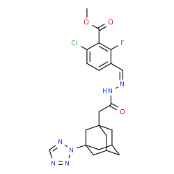 ChemSpider 2D Image | Methyl 6-chloro-2-fluoro-3-[(Z)-({[3-(2H-tetrazol-2-yl)adamantan-1-yl]acetyl}hydrazono)methyl]benzoate | C22H24ClFN6O3