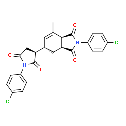 ChemSpider 2D Image | (3aS,5S,7aS)-2-(4-Chlorophenyl)-5-[(3S)-1-(4-chlorophenyl)-2,5-dioxo-3-pyrrolidinyl]-7-methyl-3a,4,5,7a-tetrahydro-1H-isoindole-1,3(2H)-dione | C25H20Cl2N2O4