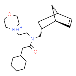 ChemSpider 2D Image | 4-(2-{[(1S,2R,4S)-Bicyclo[2.2.1]hept-5-en-2-ylmethyl](cyclohexylacetyl)amino}ethyl)morpholin-4-ium | C22H37N2O2