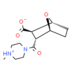 ChemSpider 2D Image | (1R,2R,3R,4S)-3-[(4-Methylpiperazin-4-ium-1-yl)carbonyl]-7-oxabicyclo[2.2.1]heptane-2-carboxylate | C13H20N2O4