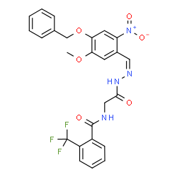 ChemSpider 2D Image | N-(2-{(2Z)-2-[4-(Benzyloxy)-5-methoxy-2-nitrobenzylidene]hydrazino}-2-oxoethyl)-2-(trifluoromethyl)benzamide (non-preferred name) | C25H21F3N4O6
