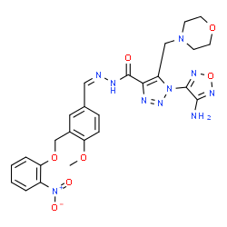 ChemSpider 2D Image | 1-(4-Amino-1,2,5-oxadiazol-3-yl)-N'-[(Z)-{4-methoxy-3-[(2-nitrophenoxy)methyl]phenyl}methylene]-5-(4-morpholinylmethyl)-1H-1,2,3-triazole-4-carbohydrazide | C25H26N10O7
