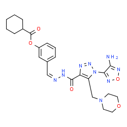 ChemSpider 2D Image | 3-[(Z)-({[1-(4-Amino-1,2,5-oxadiazol-3-yl)-5-(4-morpholinylmethyl)-1H-1,2,3-triazol-4-yl]carbonyl}hydrazono)methyl]phenyl cyclohexanecarboxylate | C24H29N9O5