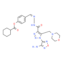 ChemSpider 2D Image | 4-[(Z)-({[1-(4-Amino-1,2,5-oxadiazol-3-yl)-5-(4-morpholinylmethyl)-1H-1,2,3-triazol-4-yl]carbonyl}hydrazono)methyl]phenyl cyclohexanecarboxylate | C24H29N9O5