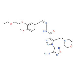 ChemSpider 2D Image | 1-(4-Amino-1,2,5-oxadiazol-3-yl)-N'-{(Z)-[3-(2-ethoxyethoxy)-4-methoxyphenyl]methylene}-5-(4-morpholinylmethyl)-1H-1,2,3-triazole-4-carbohydrazide | C22H29N9O6