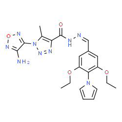ChemSpider 2D Image | 1-(4-Amino-1,2,5-oxadiazol-3-yl)-N'-{(Z)-[3,5-diethoxy-4-(1H-pyrrol-1-yl)phenyl]methylene}-5-methyl-1H-1,2,3-triazole-4-carbohydrazide | C21H23N9O4
