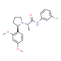 ChemSpider 2D Image | (2S)-N-(3-Chlorophenyl)-2-[(2R)-2-(2,4-dimethoxyphenyl)-1-pyrrolidinyl]propanamide | C21H25ClN2O3