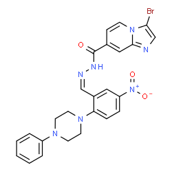 ChemSpider 2D Image | 3-Bromo-N'-{(Z)-[5-nitro-2-(4-phenyl-1-piperazinyl)phenyl]methylene}imidazo[1,2-a]pyridine-7-carbohydrazide | C25H22BrN7O3