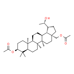 ChemSpider 2D Image | {(1R,3aR,5aR,5bS,7aR,9S,11aS,11bR,13aS,13bR)-9-Acetoxy-1-[(1S)-1-hydroxyethyl]-5a,5b,8,8,11a-pentamethylicosahydro-3aH-cyclopenta[a]chrysen-3a-yl}methyl acetate | C33H54O5