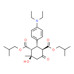 ChemSpider 2D Image | Diisobutyl (1R,2S,3R,4R)-2-[4-(diethylamino)phenyl]-4-hydroxy-4-methyl-6-oxo-1,3-cyclohexanedicarboxylate | C27H41NO6