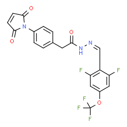 ChemSpider 2D Image | N'-{(Z)-[2,6-Difluoro-4-(trifluoromethoxy)phenyl]methylene}-2-[4-(2,5-dioxo-2,5-dihydro-1H-pyrrol-1-yl)phenyl]acetohydrazide | C20H12F5N3O4