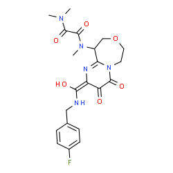 ChemSpider 2D Image | N-[(2Z)-2-{[(4-Fluorobenzyl)amino](hydroxy)methylene}-3,4-dioxo-3,4,6,7,9,10-hexahydro-2H-pyrimido[1,2-d][1,4]oxazepin-10-yl]-N,N',N'-trimethylethanediamide | C21H24FN5O6