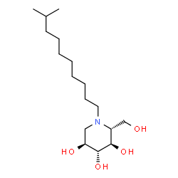 ChemSpider 2D Image | (2R,3R,4R,5S)-2-(Hydroxymethyl)-1-(9-methyldecyl)-3,4,5-piperidinetriol | C17H35NO4