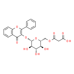 ChemSpider 2D Image | 4-Oxo-2-phenyl-4H-chromen-3-yl 6-O-(carboxyacetyl)-beta-D-glucopyranoside | C24H22O11