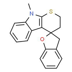 ChemSpider 2D Image | 9'-Methyl-2',3'-dihydro-3H,9'H-spiro[1-benzofuran-2,4'-thiopyrano[2,3-b]indole] | C19H17NOS