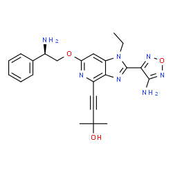 ChemSpider 2D Image | 4-{2-(4-Amino-1,2,5-oxadiazol-3-yl)-6-[(2R)-2-amino-2-phenylethoxy]-1-ethyl-1H-imidazo[4,5-c]pyridin-4-yl}-2-methyl-3-butyn-2-ol | C23H25N7O3