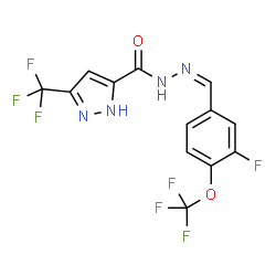 ChemSpider 2D Image | N'-{(Z)-[3-Fluoro-4-(trifluoromethoxy)phenyl]methylene}-3-(trifluoromethyl)-1H-pyrazole-5-carbohydrazide | C13H7F7N4O2